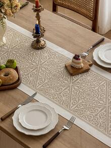 1pc Waterproof Table Runner With Tassels, Suitable For Home Decor, Wedding, Restaurant, Living Room - Coffee Brown - View 7