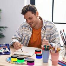 16 Pieces 1oz Plastic Container Jars With Inner Liners And Lids Leak - Proof Cosmetic Container Lotions, Making, Kitchen Use, Bath Salt, Travel Make Storage - 黑色 - 查看 5