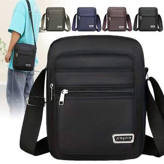 防水尼龙斜挎包，可作单肩包、钱包、公文包、商务包、斜挎包使用，男女通用，多口袋设计，时尚商务斜挎包，适合旅行和日常使用，肩带可调节