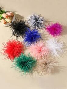 One Piece Set/Creative Handmade Unique Bohemian Style Feather Flower Brooch, Exaggerated Design Feather Flower Brooch, Elegant Niche Style, Suitable For Women's Daily Wear, Banquets, Parties, Any Occasion, Also An Ideal Gift For Her, Summer Headwear - 玫紅色 - 查看 3