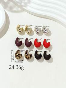 LADYCOCO 6件套时尚可爱ABS塑料水滴耳环，多色高端女士首饰套装 - 彩色 - 查看 2