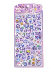 Pegatinas de corazón 3D brillantes con relieve de dibujos animados, pegatinas de aceite agitador para scrapbooking, pegatinas de recompensa para jardín de infantes, decoración de fundas de teléfono, pequeños regalos de cumpleaños, pegatinas de conejo de recompensa linda con relieve de cristal, pegatinas decorativas de espuma 3D para scrapbooking - Multicolor - Ver 1