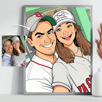 Personalización personalizada, efecto de transformación de dibujos animados y anime, decoración de póster de cómic retrato, fotos de pareja, fotos familiares, impresión de póster dibujado a mano, impresión en lienzo, decoración de sala de estar y dormitorio interior, marcos opcionales, regalos para dar