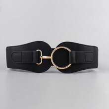 1PCS New Street - Style Simple And Personalized Elastic Wide Belt, Suitable For Coats And Suits, And Suitable For Daily Outings. - 黑色 - 查看 1