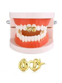 6 Pcs Tooth Grillz Golden For Your Teeth Punk Single Grills For Men Women Hip Hop Rapper Accessories ﻿ - Multicolor - View 5