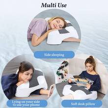 Side Sleeper Pillow With Arm Hole, Memory Foam Shoulder Multi-Angle Armholes Pillow For Many Sleeping Positions, Ergonomic Support For Neck (Grey) - 灰色 - 查看 4