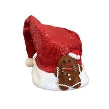 Gorro de Papá Noel familiar, gorro navideño para adultos y niños para fiestas de Navidad, disfraz de Papá Noel - Sombrero de hombre de jengibre marrón - Ver 6