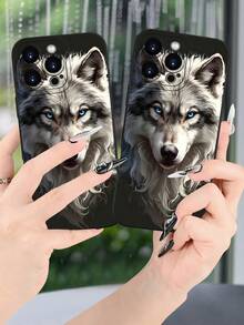Lujo Ligero, Estilo y Belleza WolfFunda Lobo  Funda de Teléfono de Textura Mate Negra, Compatible con 17PROMAX, 17PRO, 17Air, 17, 16PROMAX, 16PRO, 15PROMAX, 15PRO y Todos los Modelos, Impres - Negro - Ver 6