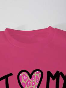 Tween Girl Cartoon Print Warm Crew Neck Sweater And Leggings Set