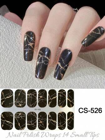 No-Bake Gel Nail Art Oil Film Waterproof Long-Lasting Nail Art Paper Sticker Film Marble Large Color Block Gold Onion