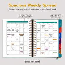 1 pieza Planificador 2026 - 160 Páginas - Planificador semanal y mensual para 365 días, disponible en morado/negro/verde, incluye herramientas de gestión del tiempo, estrategias de autodisciplina y diario diario. Regalo de Año Nuevo