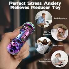4 In 1 Metal Fidget Gun Toy Shoot+ Spinner+ Ratchet+ Slider Finger Fidget Toys Adults EDC ADHD Focus Anxiety Stress Relief Boredom Office Cool Executive Desk Toy - Multicolor - View 4