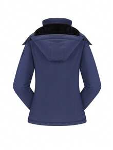 CAMEL CROWN 女士防水保暖滑雪服，带抓绒内衬和帽子，冬季滑雪服 - 藏蓝色 - 查看 8