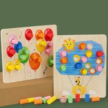 Baby Wooden Puzzle For Early Education; Number, Letter, Color Recognition; Peg Board With Animals; Children's Enlightenment Toy For Assembling; Hand-Grping Board To Train Concentration; Christmas Gift. - Multicolor - View 1