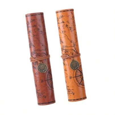 ershun2piezas Bolsa Lapices Retro Pu Cuero Roll up De Gran Capacidad Para Dibujos Portatil y Espaciosa Para Lapices y Brochas Estuche Creativo Para Viaje y RegaloRoll-up Pencil Bags