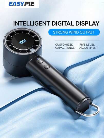 Easypie Selection High Speed High Wind Power Small Fan Digital Display Silent Turbo Fan Outdoor Portable Rechargeable Handheld Small Fan