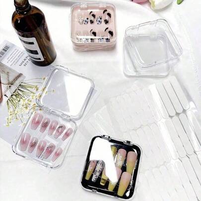5/10/20pcs Set Transparent Nail Art Storage Box With Lid, Plastic Molded Nail Display Case