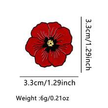 1pc DMLSKY Red & Black Poppy Lapel Pin - Glossy Red Poppy Flower With White Petals & Golden Center, Golden-Tone Border Badge For Backpacks, Jackets, Hats, Lapels - -Inspired Accessory, Remembrance Gift - 紅色 - 查看 3