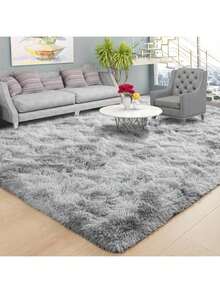 Thảm lông xù màu xám nhạt nhuộm tie-dye sang trọng, 1 tấm, thích hợp trang trí phòng khách, phòng bếp, phòng ngủ, phòng tắm. - Nhiều màu - Xem 2