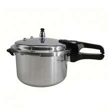 exprés de aluminio de 9 litros, 26 pulgadas, con 8 sistemas de diseño de principales, incluyendo una canasta de vapor, cuchara y destornillador, compatible con estufa de gas y placa de inducción, una buena ayuda para cocinar. - Gris Claro - Ver 2