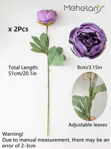 MEHELANY 5/2/1 bông hoa mẫu đơn nhân tạo 20,1 inch, thân nhựa, bó hoa mẫu đơn màu tím cổ điển bằng lụa nhân tạo, thích hợp trang trí nhà cửa, bàn ăn, văn phòng, trang trí trung tâm tiệc cưới tự làm, quà tặng Ngày của Mẹ. - Màu tím - Xem 10