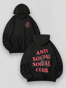 Aged Washed Cotton Crew Neck 280g Printing Men's Hoodie With Soft And Breathable Fabric Presenting A Spider Pattern And Text ANTl SOCIAL SOCIAL CLUB Soulja Concert Halloween Gothic Vintage Streetwear Essentials Hoodie Hoodie Women Sweatshirts Women Hoodies Men's Hoodie Sweatshirts Men Essentials Fear - màu đen - Xem 6