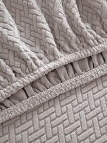 1pc Solid Color Elastic Sofa Cover, Boho Style Sofa Slipcover, Anti-Slip & Anti-Cat Scratch Fit For 1/2/3/4 Seater Sofa, Home Decor All Season, Machine Washable - Light Grey - View 8