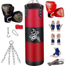 Saco de Boxeo Profesional, Bolsa de Boxeo de 10 Piezas, Saco de Boxeo Colgante de Karate Pelea de Boxeo 1.2M con Gancho y Cadena de Acero Inoxidable(Rojo) - Multicolor - Ver 2