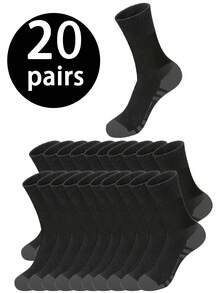 20/10/5/3/1 pares Calcetines de tripulación de unicolor talla grande para hombres, versátiles calcetines de tripulación deportivos y casuales resistentes al olor y transpirables, calcetines de tripulación suaves y elásticos cómodos unisex, calcetines de tripulación neutros simples y cómodos, calcetines de tripulación de moda para hombres y mujeres - Multicolor - Ver 25