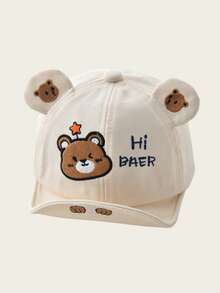 1pc Baby Hat, Cartoon Bear Design, Thin Brim Baseball Cap, Suitable For Outdoor, Fits 3-12 Months, Spring/Autumn - HIBAER Bear - View 8