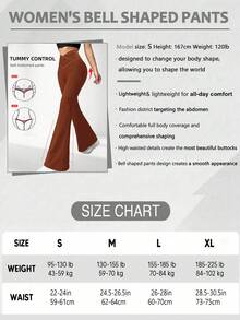 女士交叉腰带喇叭裤，高弹涤纶纯色运动瑜伽裤，交叉腰带休闲长裤，纯色紧身运动打底裤，适合所有季节，针织阔腿裤，适合健身和休闲穿着，春季款 - 棕色 - 查看 5