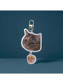 2D Acrylic Personalized Pet Photo Keychain - Customize With Your Own Picture, Cute Cat/Dog Keyring - Pet Lover Memorial Gift (Valentine's Day, Mother's Day, Birthday) - Durable Daily Use Keychain, Adorable Design, Touching Keepsake, Fun Pattern, Suitable For Thanksgiving