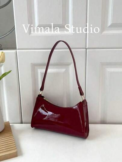 纯色压纹几何拉链单肩包，女士单肩包，时尚复古拉链包，休闲防水手提包，适合少女、女士、大学生、职场新人和白领人士。非常适合办公室、工作、商务、通勤。女士最佳工作包。复古风女士包