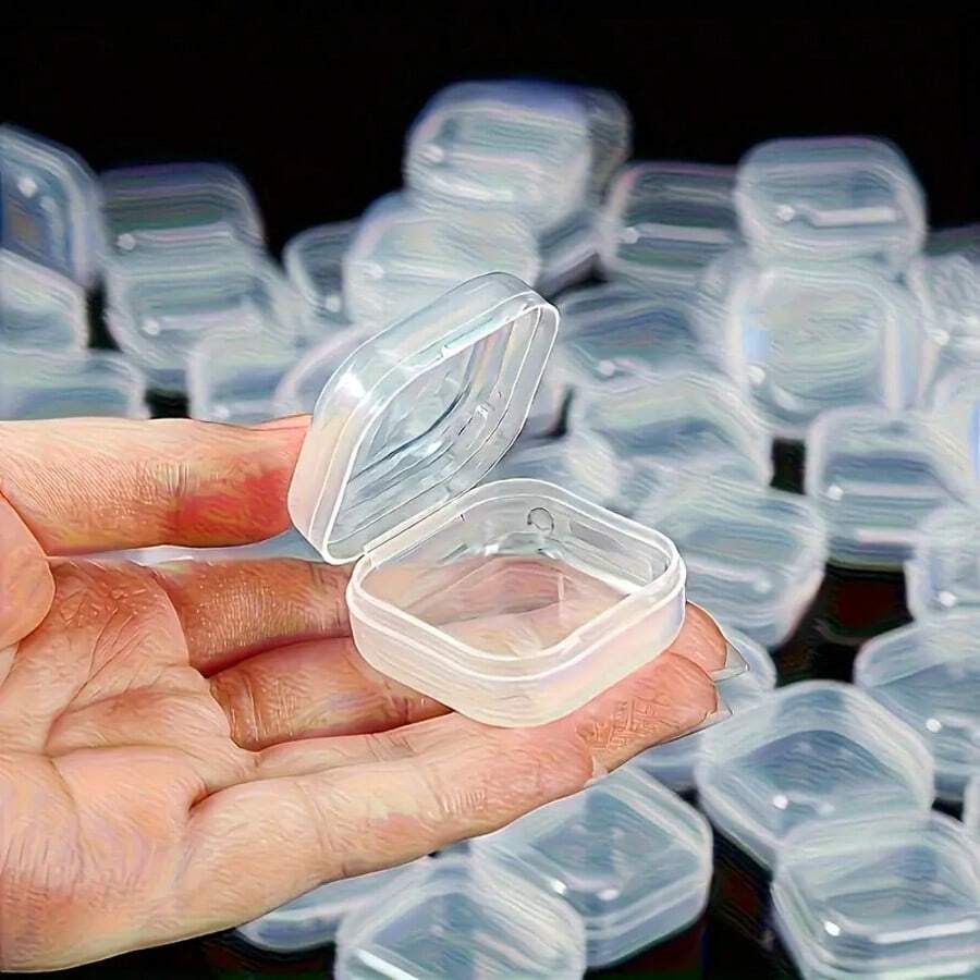 30pcs Mini Clear Plastic Jewelry Storage Boxes With Lids, Transparent Square Containers For Earrings, Pills, Beads, Cosmetics & Craft Supplies | Durable Stackable Small Item Organizers And Holders, Earring Organizer, Stackable Organizer, Compact Design, Reusable Boxes, Lightweight Containers, Small Organizers, Craft Enthusiasts
