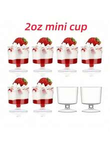 10-20pcs 2oz Mini Dessert Cups, Clear Glass Cups, Mini Ice Cream Cake Dessert Cups, Profiterole Appetizer Cups, Mousse Cups, Cake Molds, Suitable For Party, Wedding, Birthday Tasting Cups - Clear - View 1