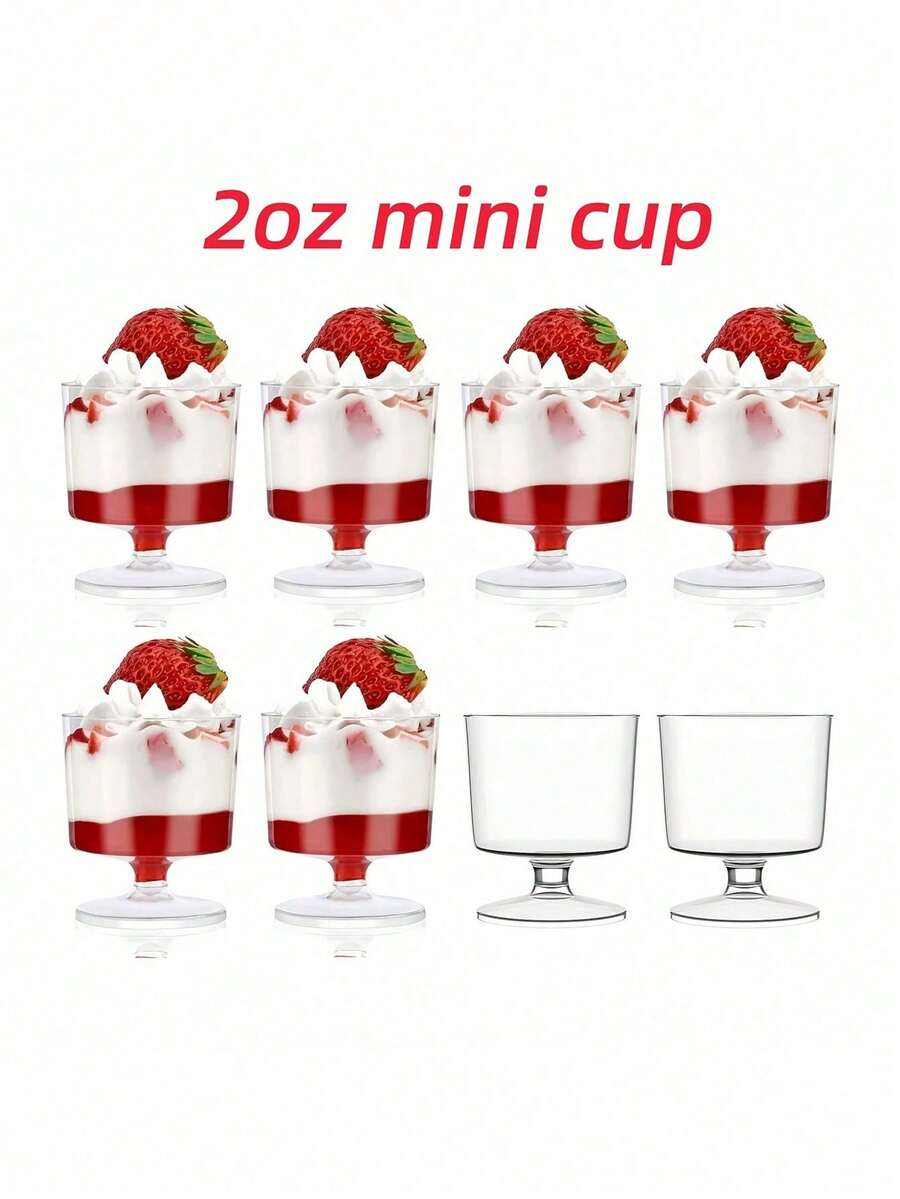 10-20pcs 2oz Mini Dessert Cups, Clear Glass Cups, Mini Ice Cream Cake Dessert Cups, Profiterole Appetizer Cups, Mousse Cups, Cake Molds, Suitable For Party, Wedding, Birthday Tasting Cups - Clear - View 1