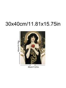 1件复古莉莉丝与苹果和蛇哥特式神话墙饰，黑暗女神女巫装饰，赫卡忒设计，希腊神话哥特式壁挂，神圣女性，黑暗异教女巫礼物，卧室装饰，客厅装饰，厨房装饰，宿舍装饰，送给朋友的理想礼物，墙饰，墙面装饰，家居装饰，房间装饰，帆布壁挂，海报，带框墙饰，多种画框可选 - 彩色 - 查看 12
