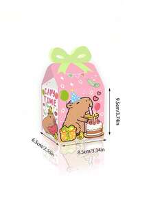 12/24PCS Capybara Party Gift Bag 3D Paper Bag Biscuit Candy Bag Capybara Theme Birthday Party Supplies Favors Gift Cake Box - Multicolor - View 4