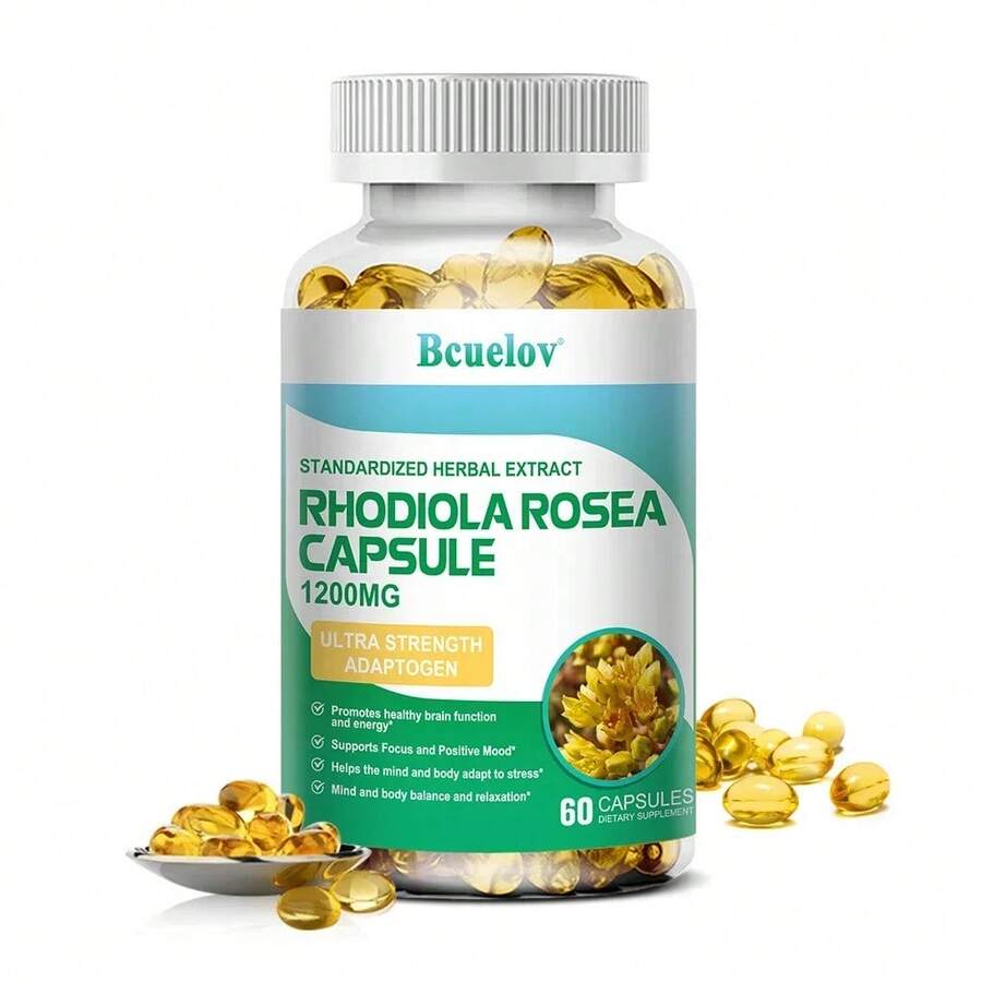 Rhodiola Rosea Capsules-Energy Supplement, Regulate Nerves, Help Joint Health, Improve Bone Strength And Promotes Brain Healthy2025 - 60 viên - 1 chai - Xem 1