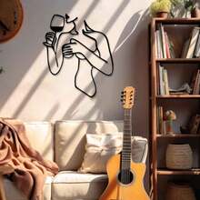 1 件优雅抽象艺术金属墙标 - 适合家庭、办公室、咖啡馆等 | 理想的乔迁礼物和古董收藏品，非常适合房间装饰 - 黑色 - 查看 12