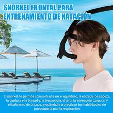 Snorkel Frontal Natación para Nadadores,Adulto/Niño Snorkel Natacion, Elástico de Cabeza Fácilmente Ajustable,Snorkel para Nadar, Bucear y Hacer Snorkel - Negro - Ver 3