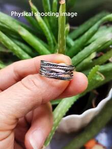 1 pezzo Anello regolabile multistrato in stile vintage reale, anello spesso e regolabile, anello bohémien robusto ed elegante, gioiello da donna per tutte le stagioni, regalo per lei