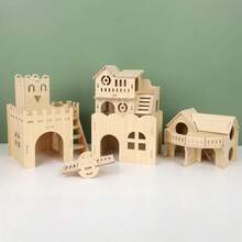 New Wooden Hamster Villa Chewable Easy To Install Platform House Cage Accessories Hamster Climb Toy Pet Supplies - Multicolor - View 5