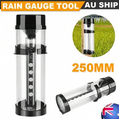 250mm Garden Rain Gauge Outdoor Collector UV Weather Monitoring Farming Measure 10'' Rain Gauge Cylinder Rainfall Catcher Reader 250mm Measuring Gauge Outdoor