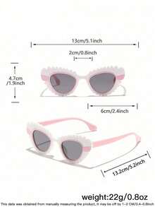 4 piezas Gafas de moda con montura de ojo de gato de colores caramelo divertidos para niñas de 4 a 8 años, adecuadas para salidas de vacaciones, regalos y fiestas - Multicolor - Ver 5