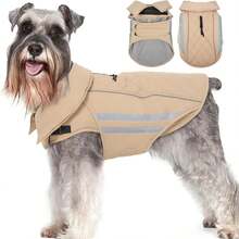 1pc Waterproof Dog Jacket, Warm Reflective Coat With Hidden Collar, Adjustable Turtleneck Winter Outerwear, Windproof Apparel For Medium To Large Dogs