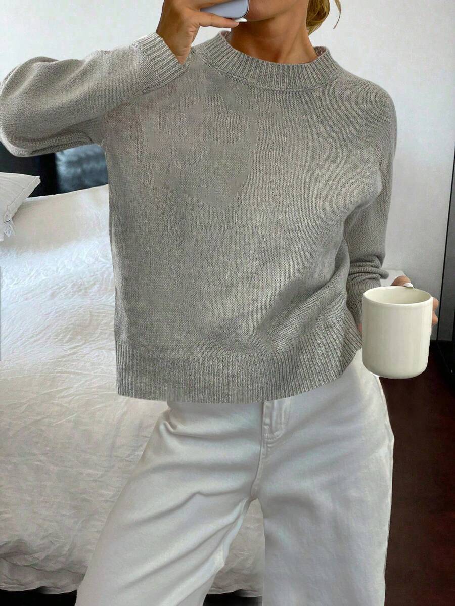 Pull femme automne/hiver, style mode minimaliste, décontracté chic, élégant, confortable, polyvalent et affinant. Top coréen pour les femmes, idéal pour les occasions de travail, les sorties et les vacances