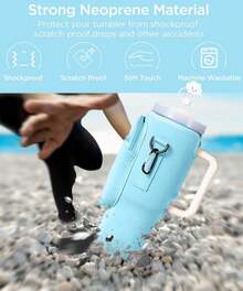 40oz Magnetic Gym BagCup Holder With Phone Pocket,Can Be Crossed Diagonally Bottle Bag  For Travel,Water Bottle Holder With Strap Water Bottle Sleeve For Walking Hiking Camping Gym. - 藍色 - 查看 2