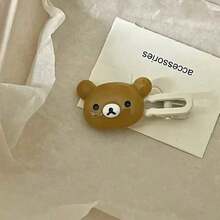 Adorable Cartoon Bear Hair Clips - 4 Duckbill Snap Clips, Transparent Candy Colors |   Kawaii Women's Fashion Accessories |   Cute Gift Ideas For Her, Friend ( Trending Style!) - 4 隻(2 隻棕色小熊 + 2 隻米色小熊) - 查看 5