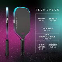 1 Professional 3S Pickleball Paddle – Raw Carbon Fiber Surface, Slender, Wide-Body & Aerodynamic Curved Design – Premium Quality Textured Matte Finish – 16mm Thickness – UPA-A Certified, Suitable For Pickleball Tournaments, Unisex - Multicolor - View 5